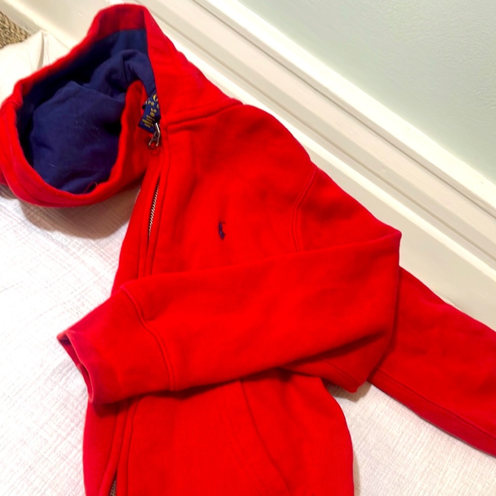 Polo Ralph Lauren red zip up sweatshirt with hood size 8